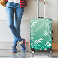Hawaii Jade Green Kapa Luggage Cover Vintage 'Ohe Kāpala Motifs Mix Plumeria Leis LT7 - Polynesian Pride