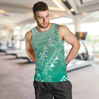 Hawaii Jade Green Kapa Men Tank Top Vintage 'Ohe Kāpala Motifs Mix Plumeria Leis LT7 Jade Green - Polynesian Pride