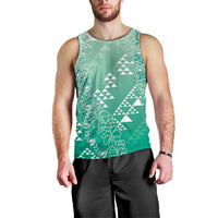 Hawaii Jade Green Kapa Men Tank Top Vintage 'Ohe Kāpala Motifs Mix Plumeria Leis LT7 - Polynesian Pride