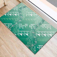 Hawaii Jade Green Kapa Rubber Doormat Vintage 'Ohe Kāpala Motifs Mix Plumeria Leis LT7 - Polynesian Pride