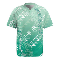 Hawaii Jade Green Kapa Rugby Jersey Vintage 'Ohe Kāpala Motifs Mix Plumeria Leis LT7 Jade Green - Polynesian Pride