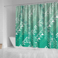 Hawaii Jade Green Kapa Shower Curtain Vintage 'Ohe Kāpala Motifs Mix Plumeria Leis LT7 - Polynesian Pride