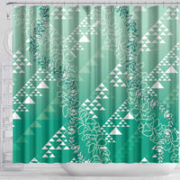 Hawaii Jade Green Kapa Shower Curtain Vintage 'Ohe Kāpala Motifs Mix Plumeria Leis LT7 - Polynesian Pride