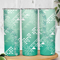 Hawaii Jade Green Kapa Skinny Tumbler Vintage 'Ohe Kāpala Motifs Mix Plumeria Leis LT7 - Polynesian Pride
