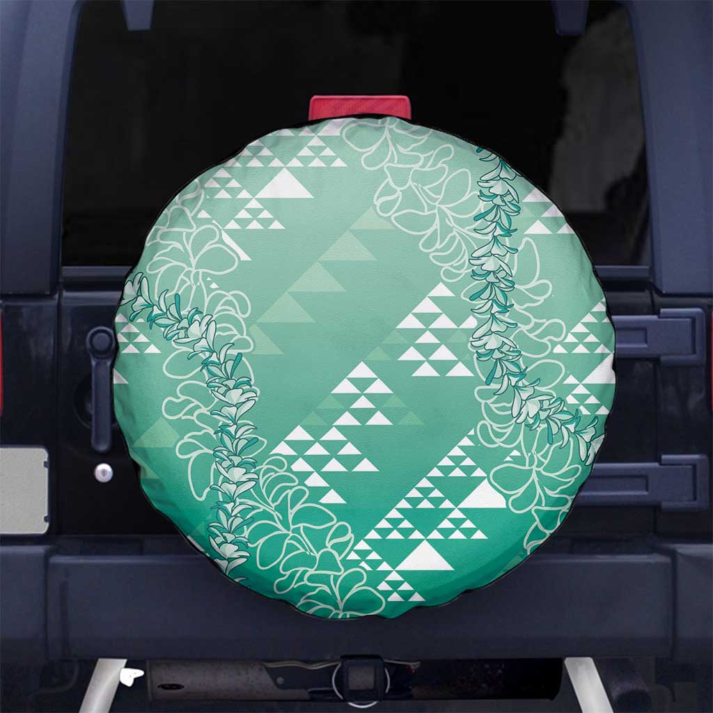 Hawaii Jade Green Kapa Spare Tire Cover Vintage 'Ohe Kāpala Motifs Mix Plumeria Leis LT7 No hole Jade Green - Polynesian Pride
