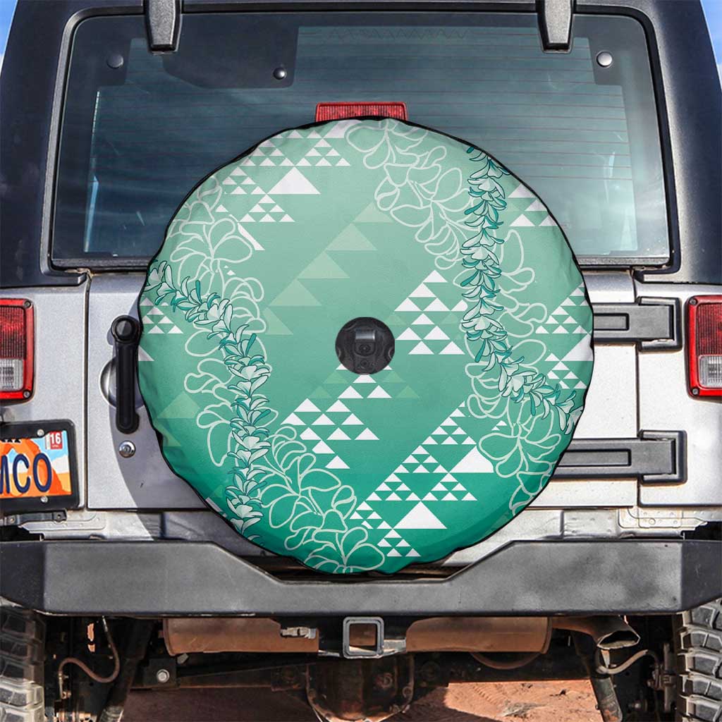 Hawaii Jade Green Kapa Spare Tire Cover Vintage 'Ohe Kāpala Motifs Mix Plumeria Leis LT7 Jade Green - Polynesian Pride
