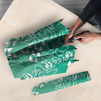 Hawaii Jade Green Kapa Umbrella Vintage 'Ohe Kāpala Motifs Mix Plumeria Leis LT7 - Polynesian Pride