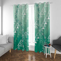Hawaii Jade Green Kapa Window Curtain Vintage 'Ohe Kāpala Motifs Mix Plumeria Leis LT7 With Grommets Jade Green - Polynesian Pride
