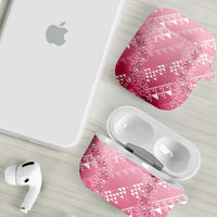 Hawaii Rose Pink Kapa AirPods Case Vintage 'Ohe Kāpala Motifs Mix Plumeria Leis LT7 - Polynesian Pride