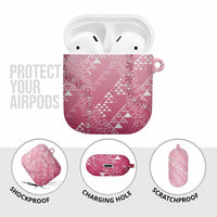 Hawaii Rose Pink Kapa AirPods Case Vintage 'Ohe Kāpala Motifs Mix Plumeria Leis LT7 - Polynesian Pride