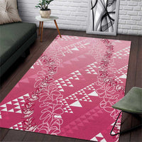 Hawaii Rose Pink Kapa Area Rug Vintage 'Ohe Kāpala Motifs Mix Plumeria Leis LT7 Rose Pink - Polynesian Pride