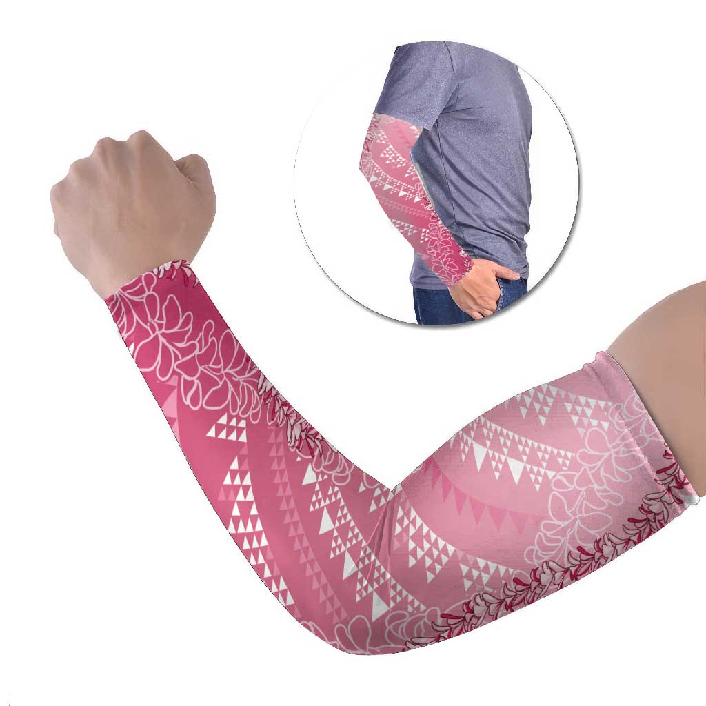Hawaii Rose Pink Kapa Arm Sleeves Vintage 'Ohe Kāpala Motifs Mix Plumeria Leis LT7 Set of 2 Rose Pink - Polynesian Pride