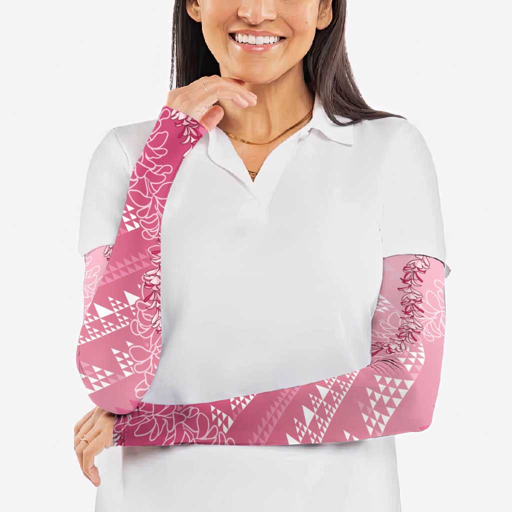 Hawaii Rose Pink Kapa Arm Sleeves Vintage 'Ohe Kāpala Motifs Mix Plumeria Leis LT7 - Polynesian Pride