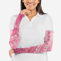 Hawaii Rose Pink Kapa Arm Sleeves Vintage 'Ohe Kāpala Motifs Mix Plumeria Leis LT7 - Polynesian Pride
