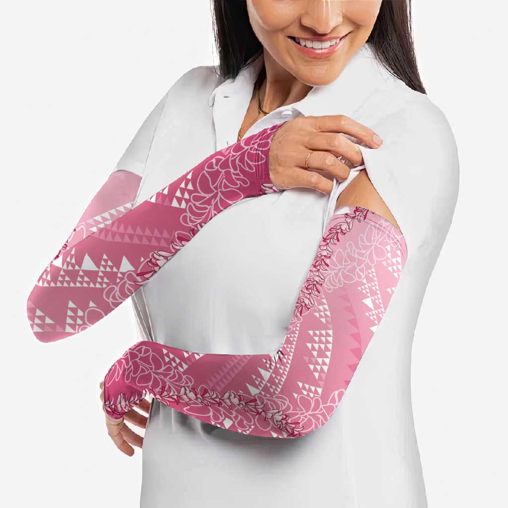 Hawaii Rose Pink Kapa Arm Sleeves Vintage 'Ohe Kāpala Motifs Mix Plumeria Leis LT7 - Polynesian Pride