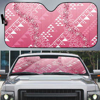 Hawaii Rose Pink Kapa Auto Sun Shade Vintage 'Ohe Kāpala Motifs Mix Plumeria Leis LT7 Rose Pink - Polynesian Pride