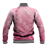 Hawaii Rose Pink Kapa Baseball Jacket Vintage 'Ohe Kāpala Motifs Mix Plumeria Leis