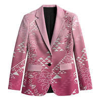 Hawaii Rose Pink Kapa Blazer Vintage 'Ohe Kāpala Motifs Mix Plumeria Leis