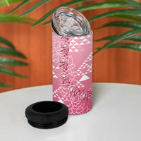 Hawaii Rose Pink Kapa 4 in 1 Can Cooler Tumbler Vintage 'Ohe Kāpala Motifs Mix Plumeria Leis LT7 - Polynesian Pride
