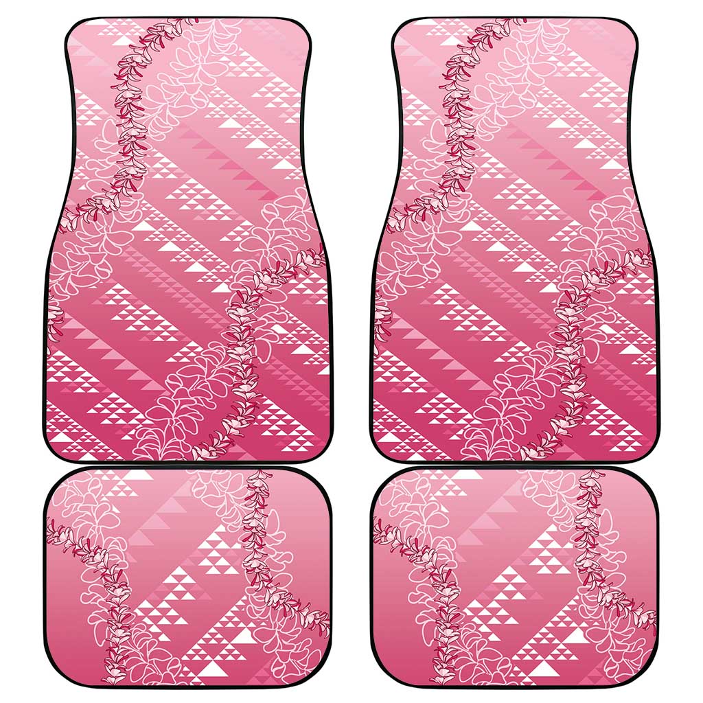 Hawaii Rose Pink Kapa Car Mats Vintage 'Ohe Kāpala Motifs Mix Plumeria Leis LT7 - Polynesian Pride