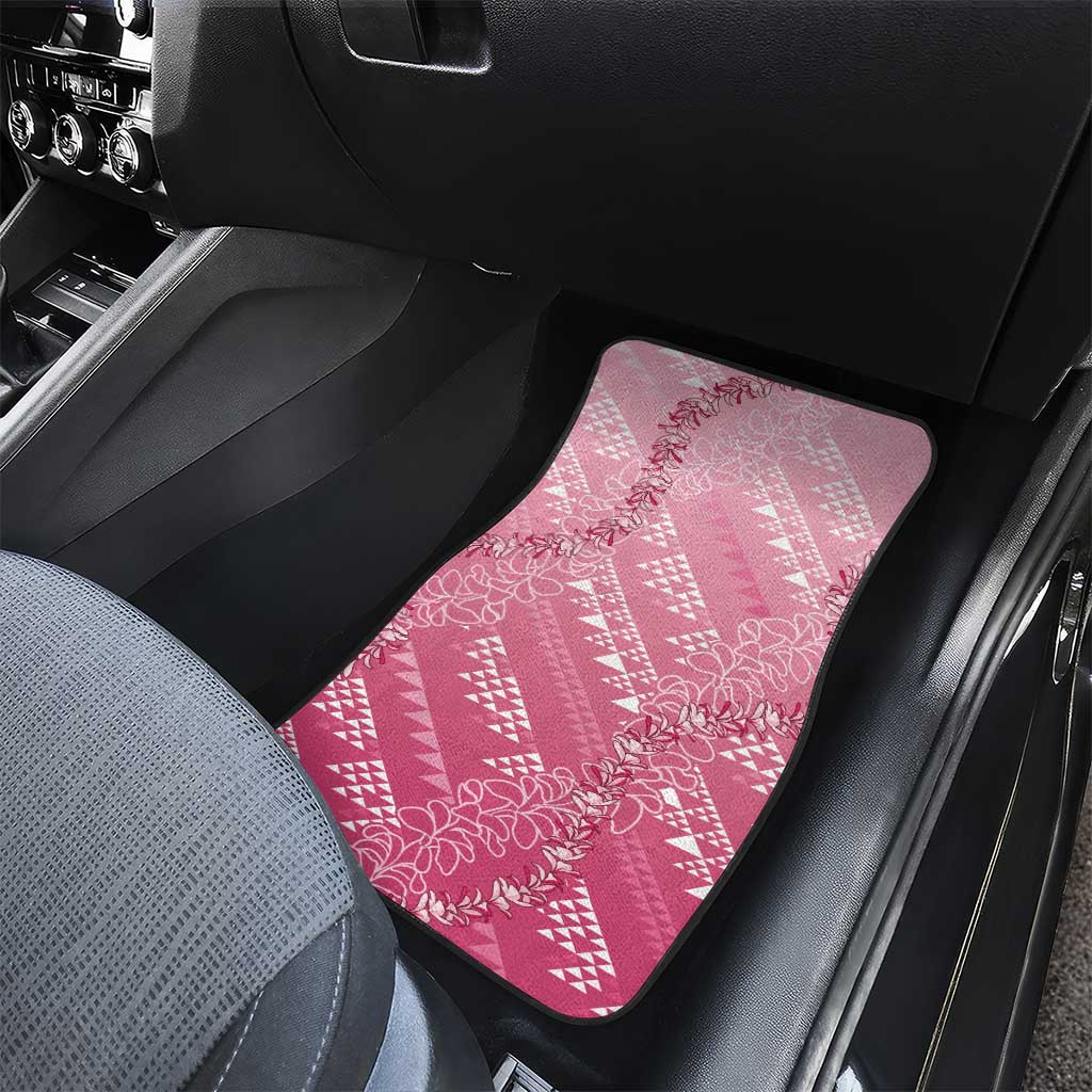 Hawaii Rose Pink Kapa Car Mats Vintage 'Ohe Kāpala Motifs Mix Plumeria Leis LT7 - Polynesian Pride