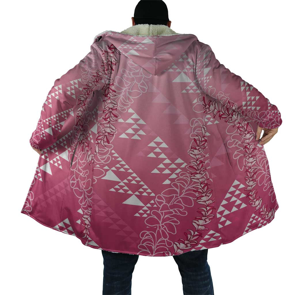 Hawaii Rose Pink Kapa Cloak Vintage 'Ohe Kāpala Motifs Mix Plumeria Leis