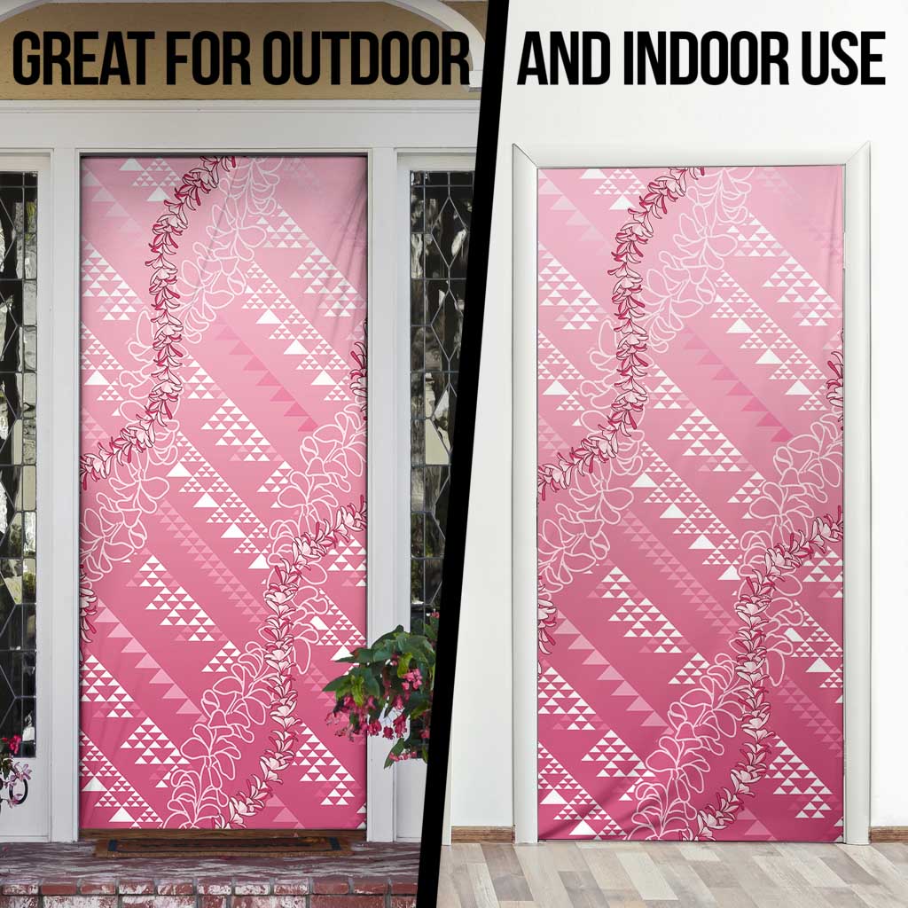 Hawaii Rose Pink Kapa Door Cover Vintage 'Ohe Kāpala Motifs Mix Plumeria Leis LT7 - Polynesian Pride