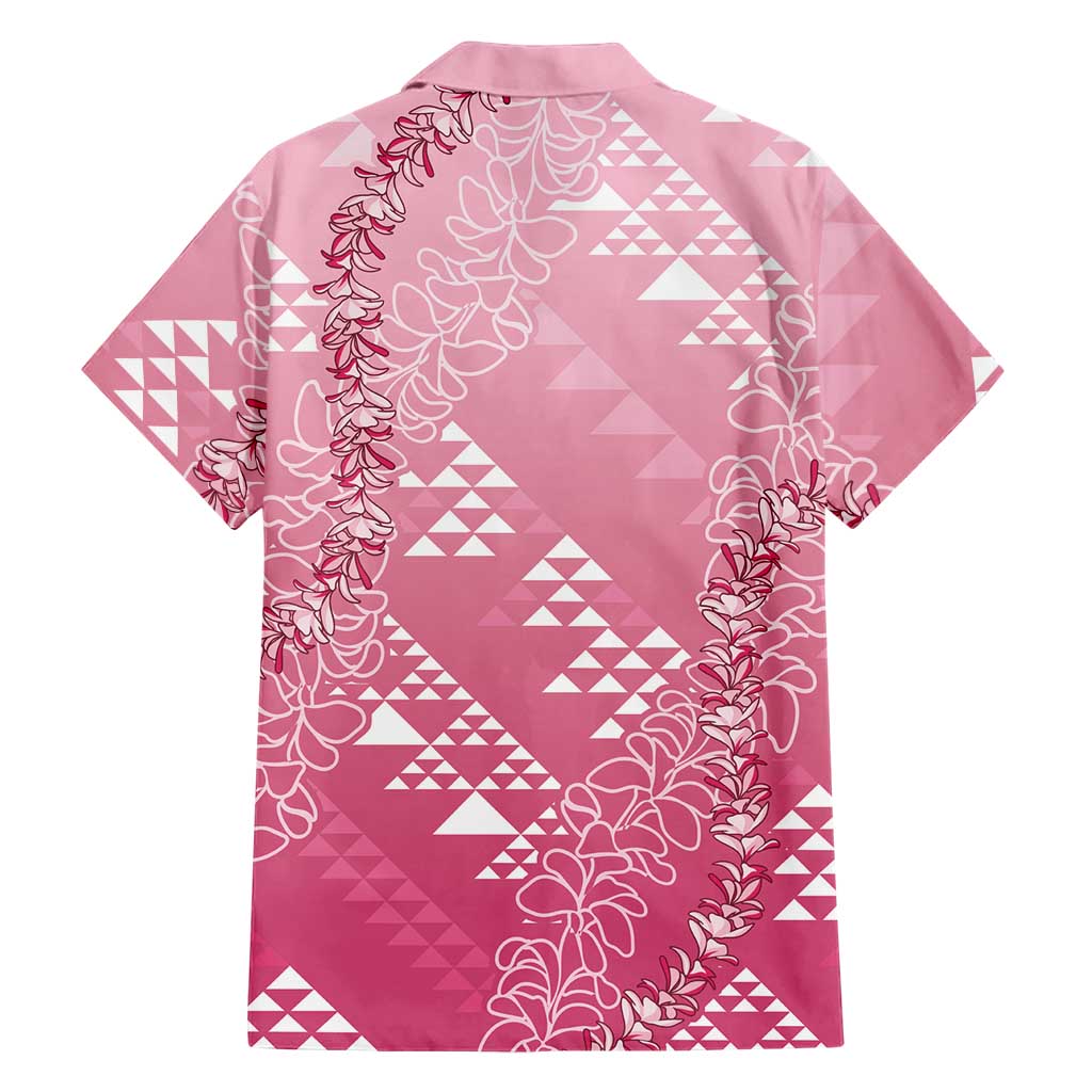 Hawaii Rose Pink Kapa Family Matching Off Shoulder Short Dress and Hawaiian Shirt Vintage 'Ohe Kāpala Motifs Mix Plumeria Leis LT7 - Polynesian Pride