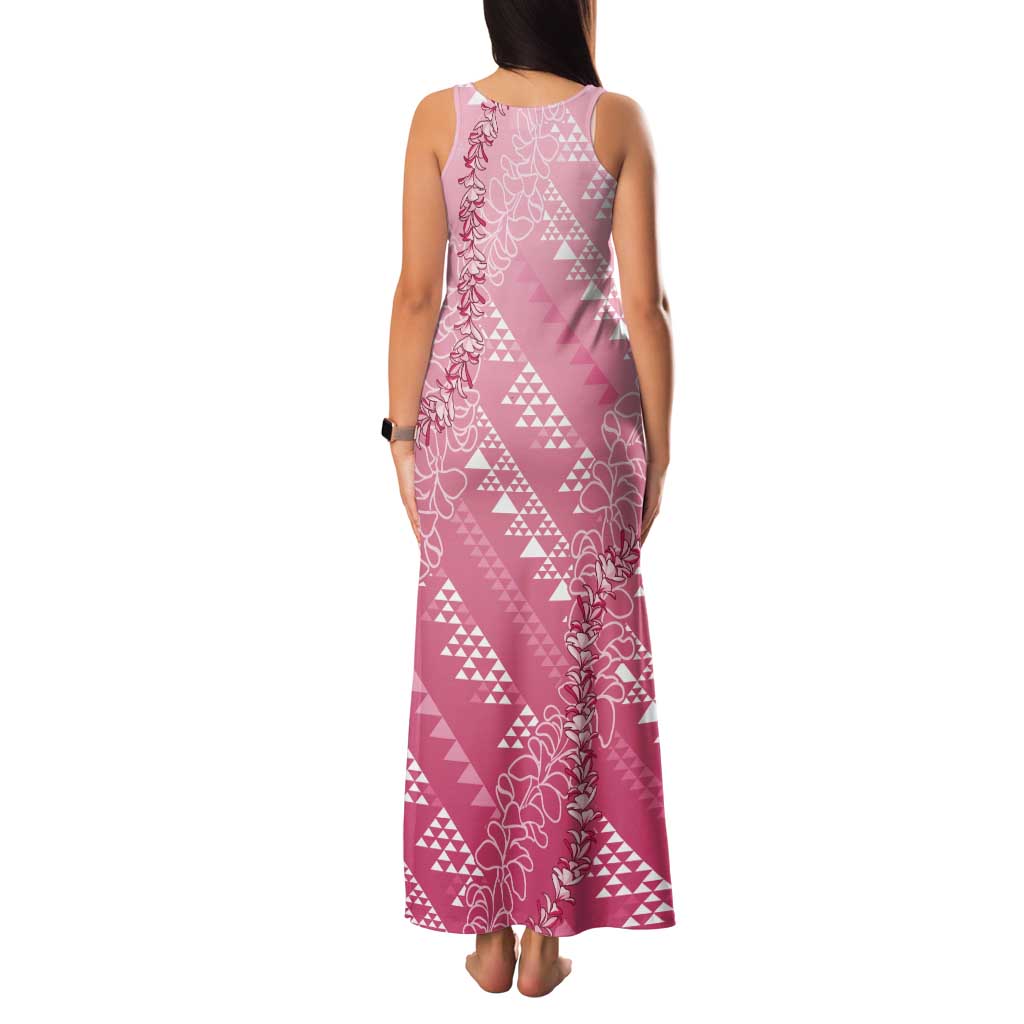 Hawaii Rose Pink Kapa Family Matching Tank Maxi Dress and Hawaiian Shirt Vintage 'Ohe Kāpala Motifs Mix Plumeria Leis LT7 - Polynesian Pride