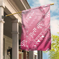Hawaii Rose Pink Kapa Garden Flag Vintage 'Ohe Kāpala Motifs Mix Plumeria Leis LT7 House Flag Rose Pink - Polynesian Pride