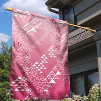 Hawaii Rose Pink Kapa Garden Flag Vintage 'Ohe Kāpala Motifs Mix Plumeria Leis LT7 - Polynesian Pride