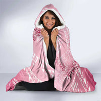 Hawaii Rose Pink Kapa Hooded Blanket Vintage 'Ohe Kāpala Motifs Mix Plumeria Leis LT7 - Polynesian Pride