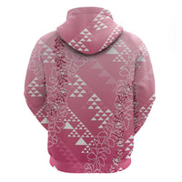 Hawaii Rose Pink Kapa Hoodie Vintage 'Ohe Kāpala Motifs Mix Plumeria Leis LT7 - Polynesian Pride