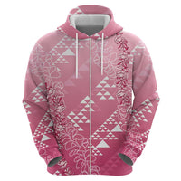 Hawaii Rose Pink Kapa Hoodie Vintage 'Ohe Kāpala Motifs Mix Plumeria Leis LT7 - Polynesian Pride