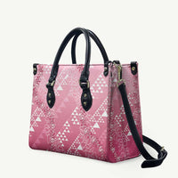 Hawaii Rose Pink Kapa Leather Bag Vintage 'Ohe Kāpala Motifs Mix Plumeria Leis