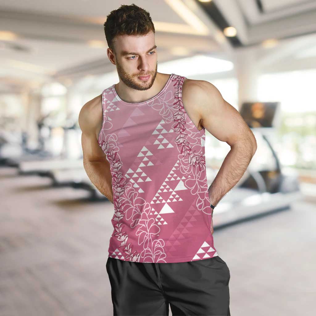 Hawaii Rose Pink Kapa Men Tank Top Vintage 'Ohe Kāpala Motifs Mix Plumeria Leis LT7 Rose Pink - Polynesian Pride