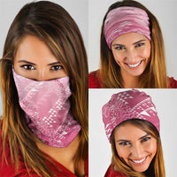 Hawaii Rose Pink Kapa Neck Gaiter Vintage 'Ohe Kāpala Motifs Mix Plumeria Leis LT7 - Polynesian Pride