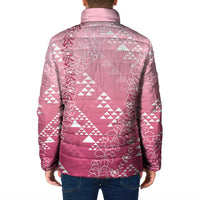 Hawaii Rose Pink Kapa Padded Jacket Vintage 'Ohe Kāpala Motifs Mix Plumeria Leis