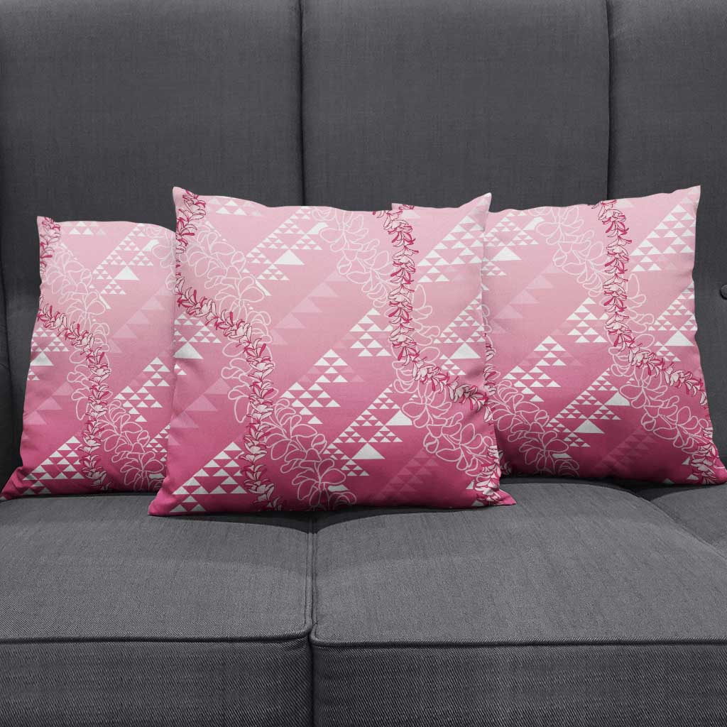 Hawaii Rose Pink Kapa Pillow Cover Vintage 'Ohe Kāpala Motifs Mix Plumeria Leis LT7 - Polynesian Pride