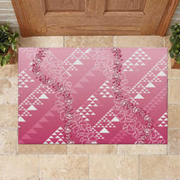 Hawaii Rose Pink Kapa Rubber Doormat Vintage 'Ohe Kāpala Motifs Mix Plumeria Leis LT7 Rose Pink - Polynesian Pride