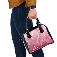 Hawaii Rose Pink Kapa Shoulder Handbag Vintage 'Ohe Kāpala Motifs Mix Plumeria Leis LT7 - Polynesian Pride