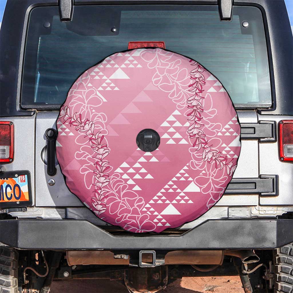 Hawaii Rose Pink Kapa Spare Tire Cover Vintage 'Ohe Kāpala Motifs Mix Plumeria Leis LT7 Rose Pink - Polynesian Pride