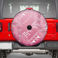 Hawaii Rose Pink Kapa Spare Tire Cover Vintage 'Ohe Kāpala Motifs Mix Plumeria Leis LT7 - Polynesian Pride
