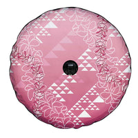 Hawaii Rose Pink Kapa Spare Tire Cover Vintage 'Ohe Kāpala Motifs Mix Plumeria Leis LT7 - Polynesian Pride