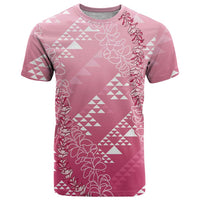 Hawaii Rose Pink Kapa T Shirt Vintage 'Ohe Kāpala Motifs Mix Plumeria Leis LT7 Rose Pink - Polynesian Pride