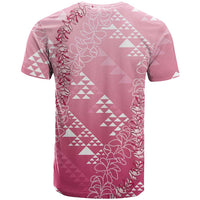 Hawaii Rose Pink Kapa T Shirt Vintage 'Ohe Kāpala Motifs Mix Plumeria Leis LT7 - Polynesian Pride
