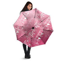 Hawaii Rose Pink Kapa Umbrella Vintage 'Ohe Kāpala Motifs Mix Plumeria Leis LT7 - Polynesian Pride