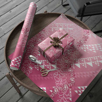 Hawaii Kapa Vintage Motifs Mix Plumeria Leis Wrapping Paper Rose Pink