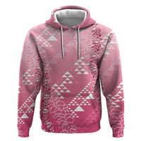 Hawaii Rose Pink Kapa Zip Hoodie Vintage 'Ohe Kāpala Motifs Mix Plumeria Leis LT7 Pullover Hoodie Rose Pink - Polynesian Pride