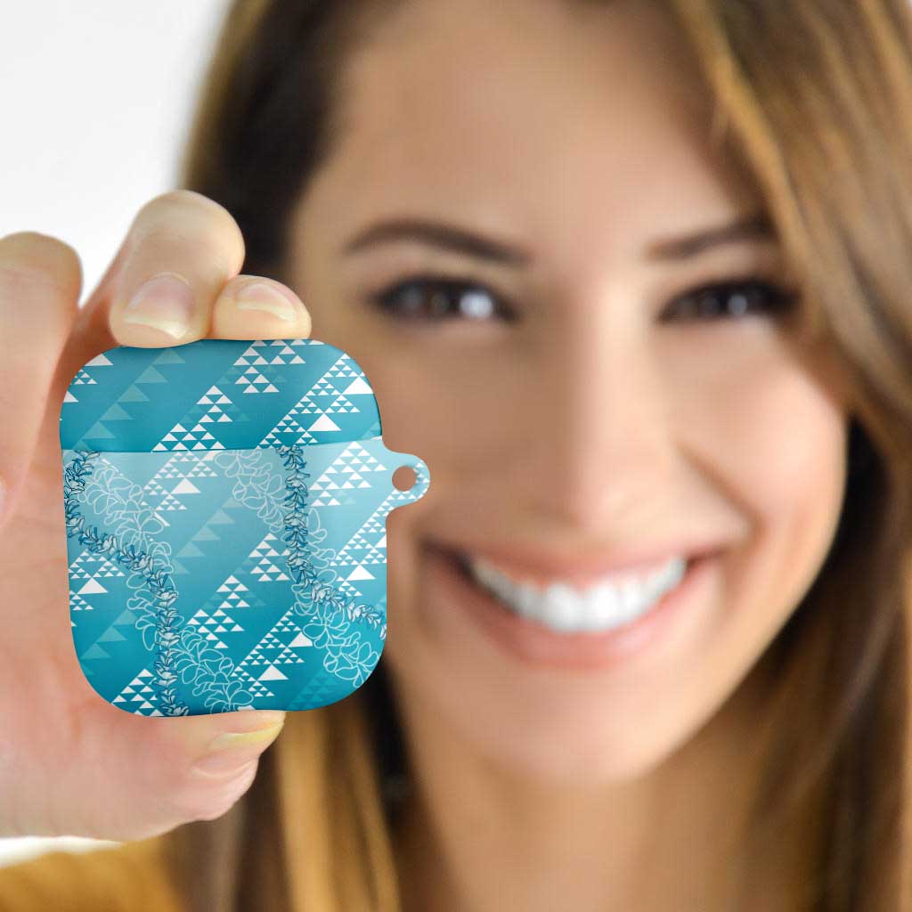 Hawaii Turquoise Kapa AirPods Case Vintage 'Ohe Kāpala Motifs Mix Plumeria Leis LT7 - Polynesian Pride